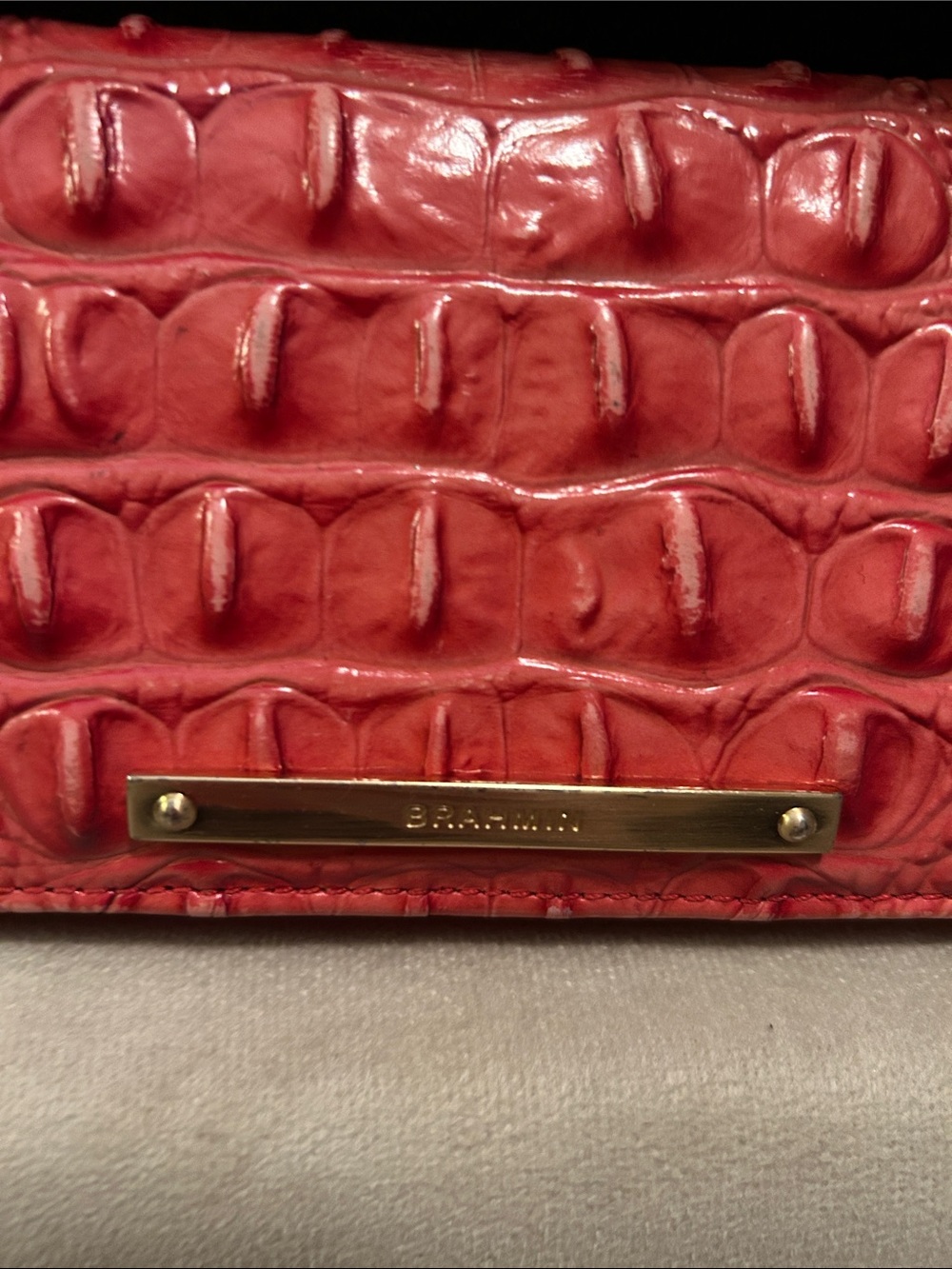 Brahmin Ady Coral Croc-Embossed leather Continental Wallet- like new - Picture 2 of 7